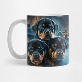 Rottweiler Puppies Surrounded With Fire Mug